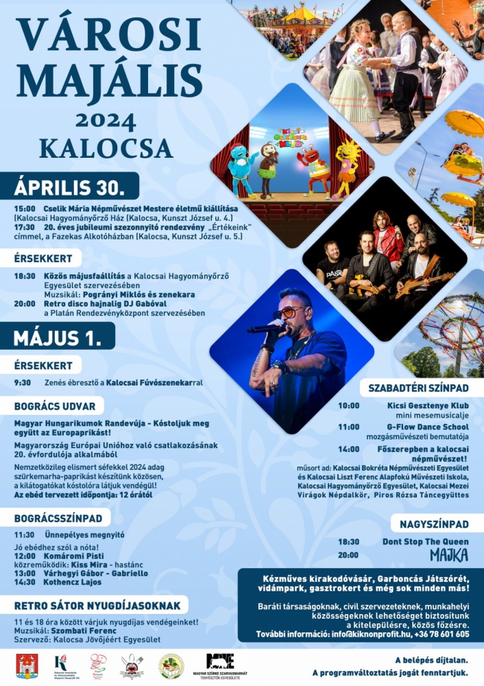 Programok Kalocsán 2024. Fesztiválok, rendezvények, események