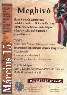 2025. Március 15. Bicske. Megemlékezés az 1848/49-es forradalom és szabadságharc évfordulóján