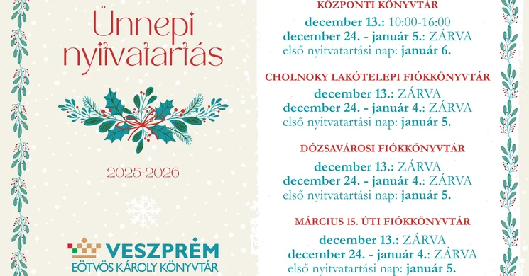Eötvös Károly Könyvtár programok 2025 / 2026 Veszprém