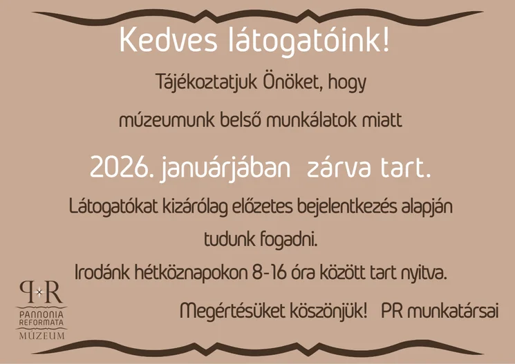 Pannonia Reformata Múzeum programok 2026 Pápa